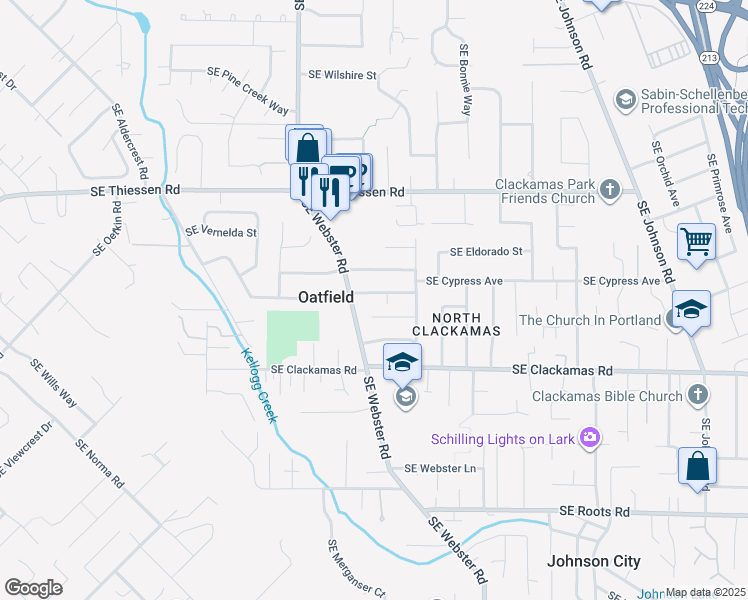 map of restaurants, bars, coffee shops, grocery stores, and more near 7132 Southeast Cypress Avenue in Milwaukie