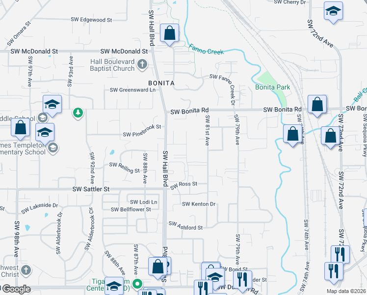 map of restaurants, bars, coffee shops, grocery stores, and more near 8330 Southwest Murdock Street in Portland