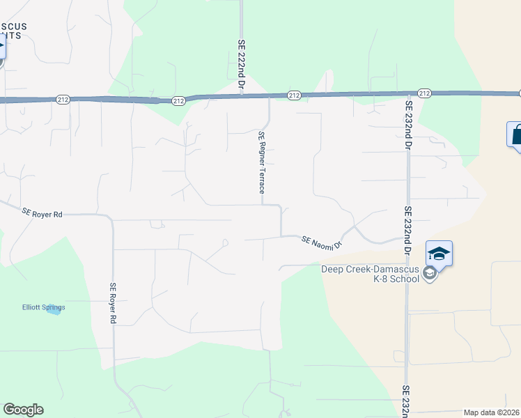 map of restaurants, bars, coffee shops, grocery stores, and more near 22344 Southeast Sharon Drive in Damascus
