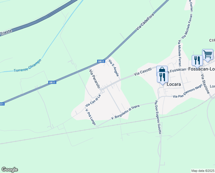 map of restaurants, bars, coffee shops, grocery stores, and more near 22 Via Barbarani Berto in Locara