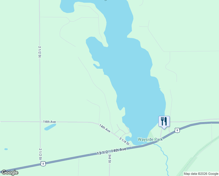 map of restaurants, bars, coffee shops, grocery stores, and more near 1421 3rd Street in Turtle Lake