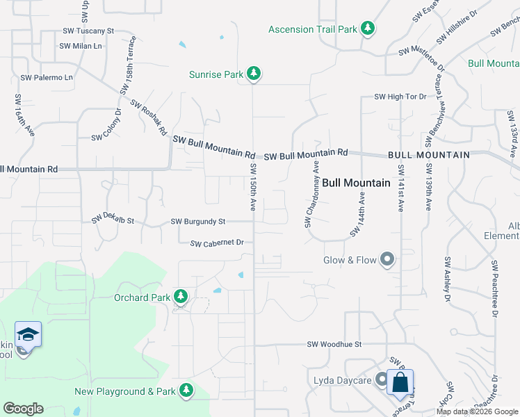 map of restaurants, bars, coffee shops, grocery stores, and more near 14745 Southwest 149th Terrace in Tigard