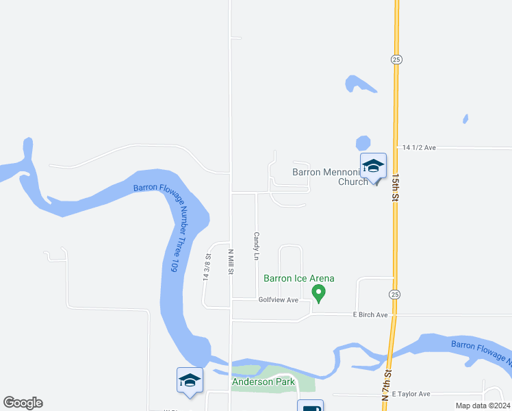 map of restaurants, bars, coffee shops, grocery stores, and more near 798 North Mill Street in Barron