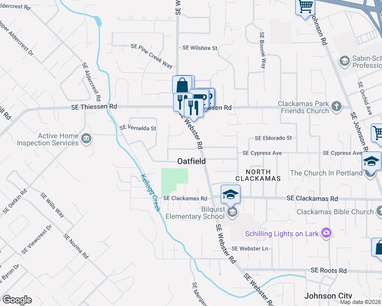 map of restaurants, bars, coffee shops, grocery stores, and more near 6922 Southeast Renada Street in Milwaukie
