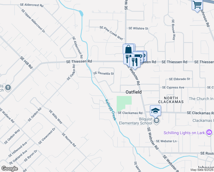 map of restaurants, bars, coffee shops, grocery stores, and more near 6454 Southeast Molt Street in Milwaukie