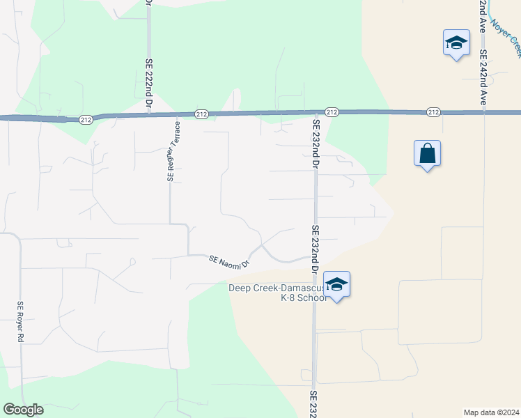 map of restaurants, bars, coffee shops, grocery stores, and more near 22892 Southeast Belmont Court in Damascus