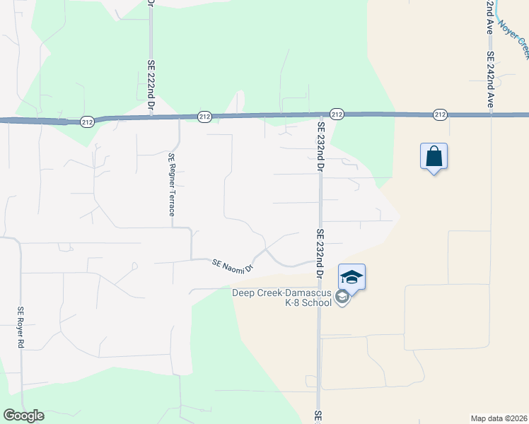 map of restaurants, bars, coffee shops, grocery stores, and more near 22892 Southeast Belmont Court in Damascus