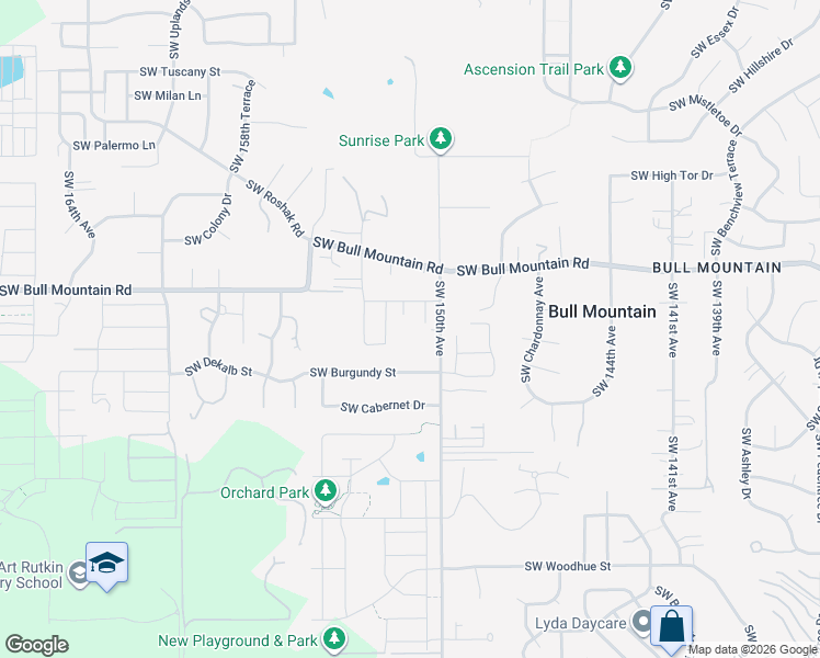 map of restaurants, bars, coffee shops, grocery stores, and more near 14685 Southwest 150th Avenue in Tigard