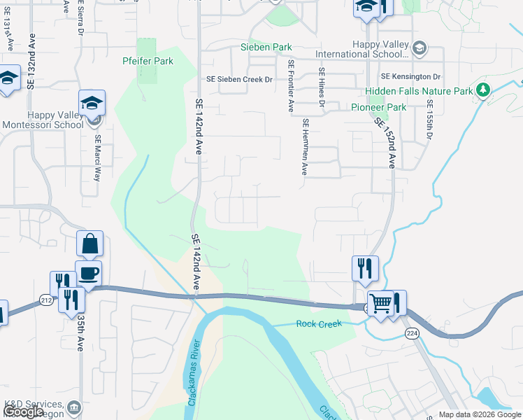 map of restaurants, bars, coffee shops, grocery stores, and more near 15028 Southeast Elkhorn Road in Clackamas
