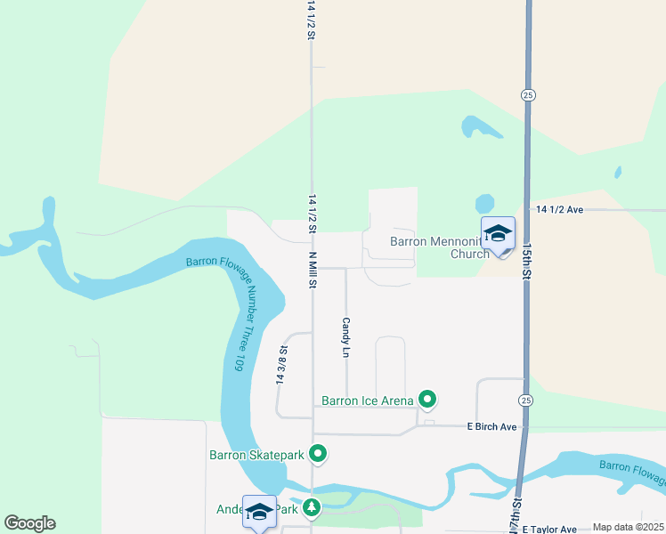 map of restaurants, bars, coffee shops, grocery stores, and more near 798 North Mill Street in Barron