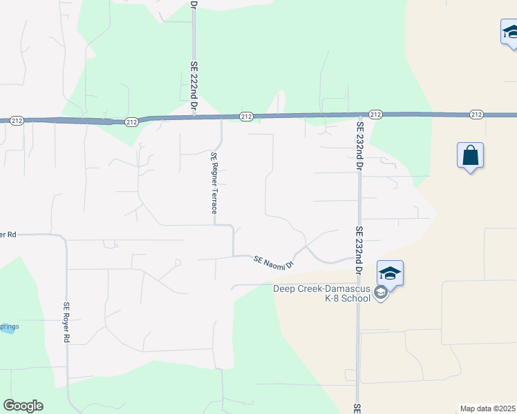 map of restaurants, bars, coffee shops, grocery stores, and more near 14981 Southeast Ondo Rivera Drive in Damascus
