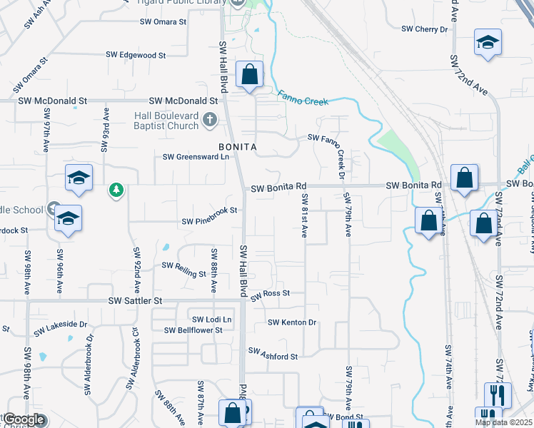 map of restaurants, bars, coffee shops, grocery stores, and more near 14685 Southwest 83rd Avenue in Tigard