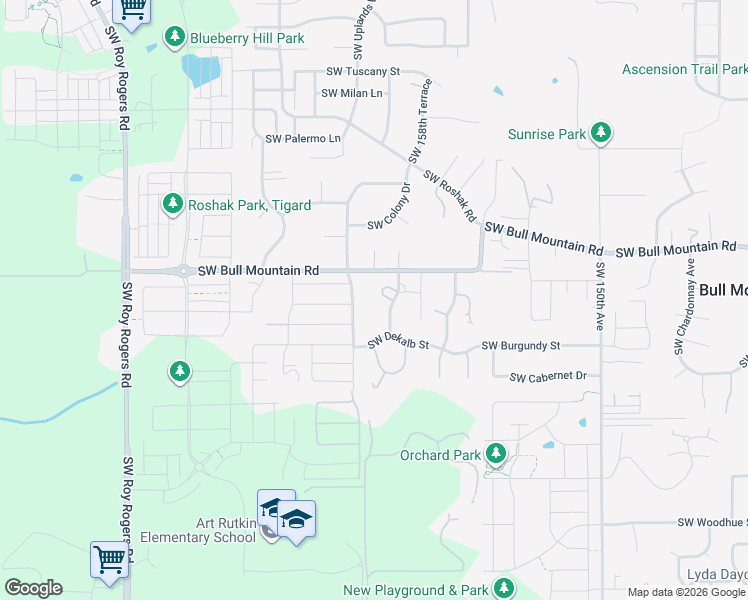 map of restaurants, bars, coffee shops, grocery stores, and more near 15938 Southwest Enna Court in Tigard