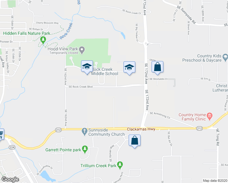map of restaurants, bars, coffee shops, grocery stores, and more near 14915 Southeast 172nd Avenue in Happy Valley