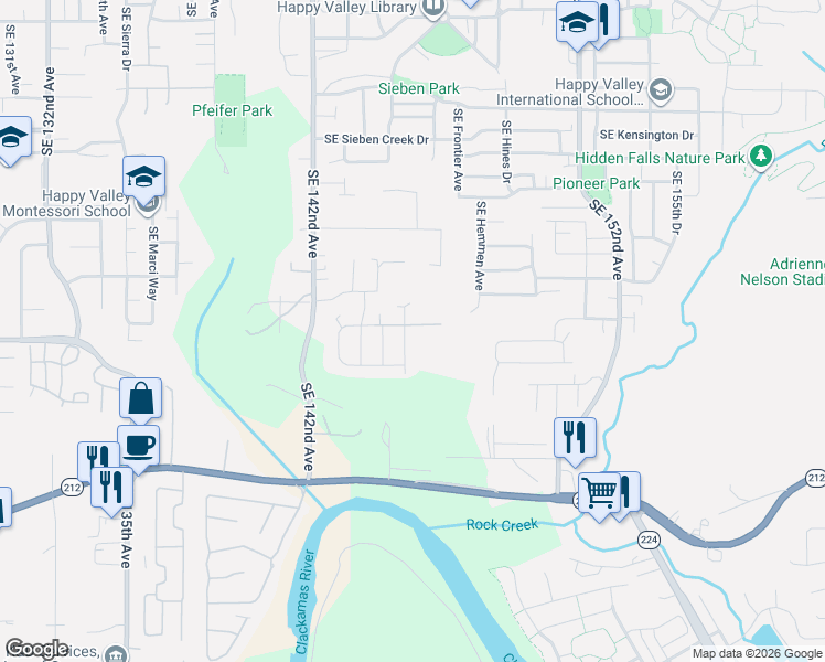 map of restaurants, bars, coffee shops, grocery stores, and more near 14978 Southeast Elkhorn Road in Clackamas