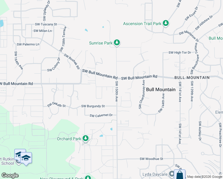 map of restaurants, bars, coffee shops, grocery stores, and more near 14685 Southwest 150th Avenue in Tigard