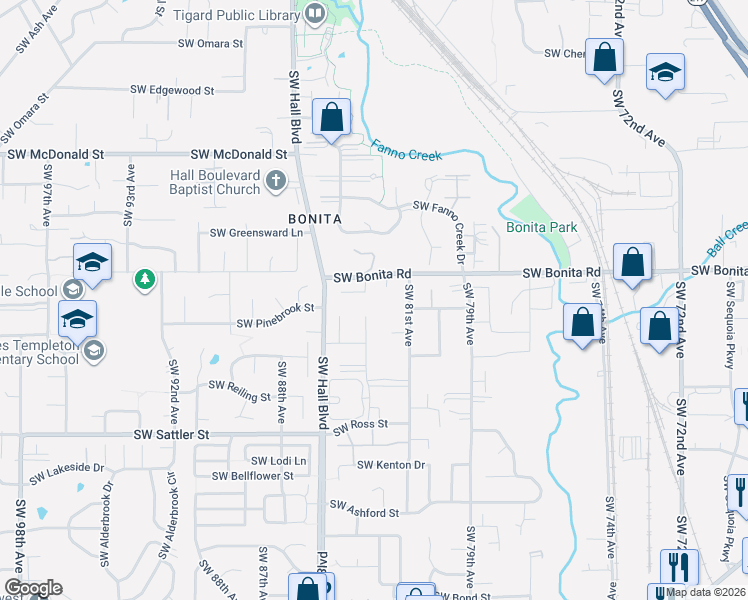 map of restaurants, bars, coffee shops, grocery stores, and more near 14598 Southwest 83rd Court in Portland