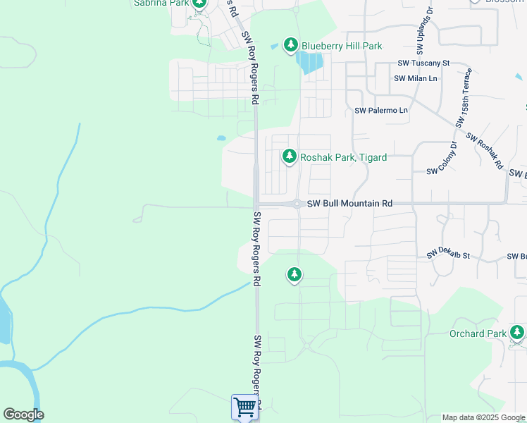 map of restaurants, bars, coffee shops, grocery stores, and more near 16920 Southwest Bull Mountain Road in Portland