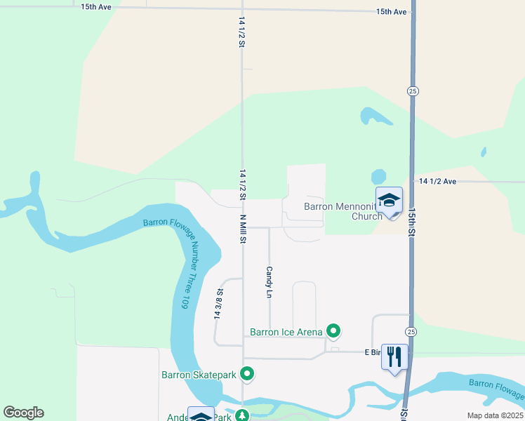 map of restaurants, bars, coffee shops, grocery stores, and more near 798 North Mill Street in Barron