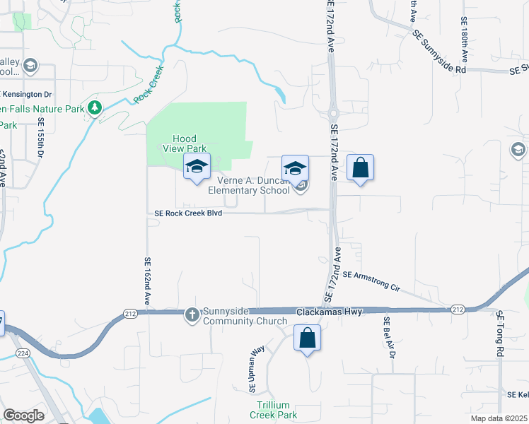 map of restaurants, bars, coffee shops, grocery stores, and more near 14915 Southeast 172nd Avenue in Happy Valley