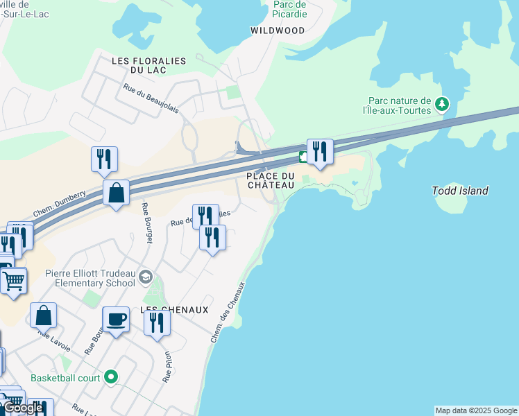 map of restaurants, bars, coffee shops, grocery stores, and more near 2050 Rue des Sarcelles in Vaudreuil-Dorion