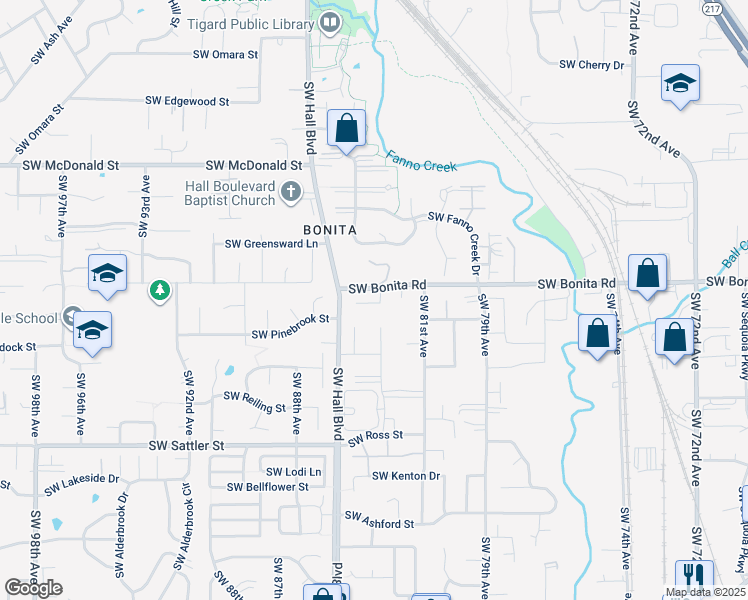 map of restaurants, bars, coffee shops, grocery stores, and more near 14685 Southwest 83rd Avenue in Tigard