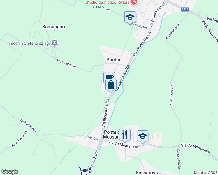 map of restaurants, bars, coffee shops, grocery stores, and more near Strada Statale 247 in Province of Vicenza