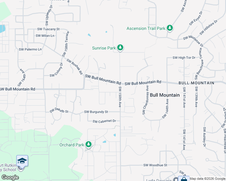 map of restaurants, bars, coffee shops, grocery stores, and more near 14445 Southwest 150th Avenue in Tigard