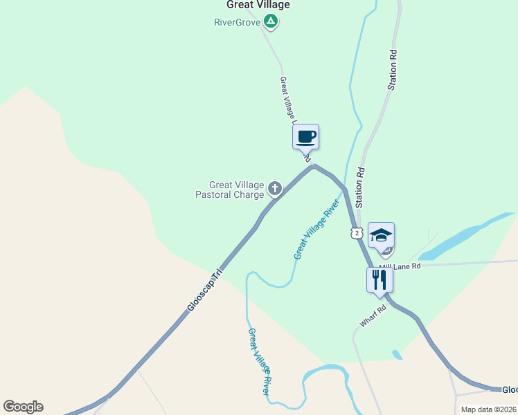 map of restaurants, bars, coffee shops, grocery stores, and more near 8671 Nova Scotia 2 in Great Village