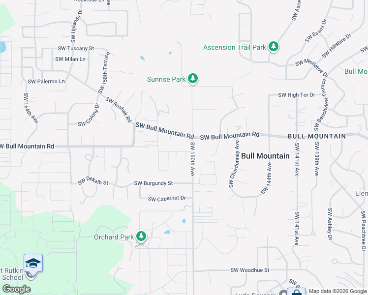 map of restaurants, bars, coffee shops, grocery stores, and more near 14445 Southwest 150th Avenue in Tigard
