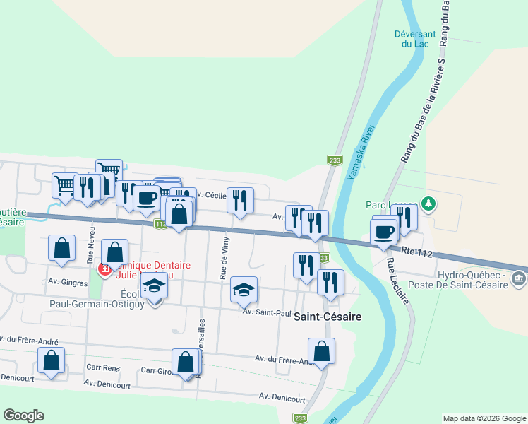 map of restaurants, bars, coffee shops, grocery stores, and more near 1046 Avenue Nadeau in Saint-Cã©Saire