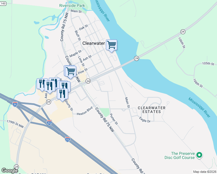 map of restaurants, bars, coffee shops, grocery stores, and more near 320 Walnut Street in Clearwater