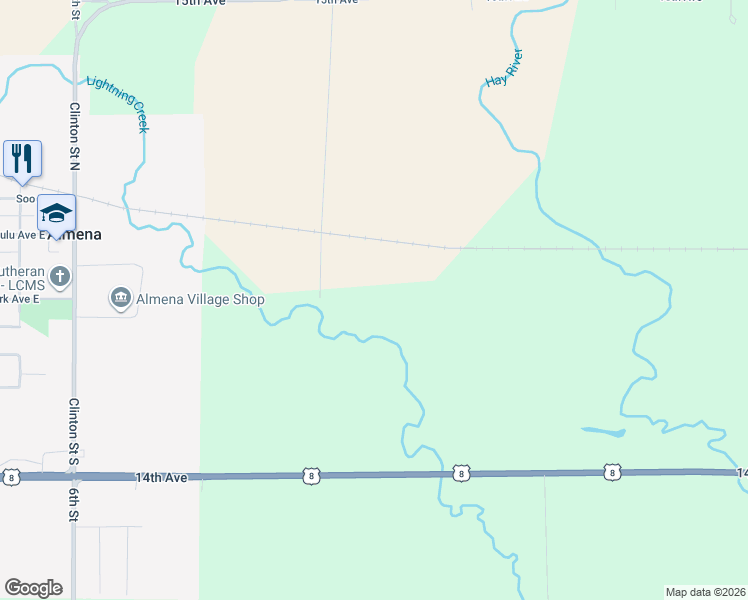 map of restaurants, bars, coffee shops, grocery stores, and more near 1447 6 1/2 Street in Almena