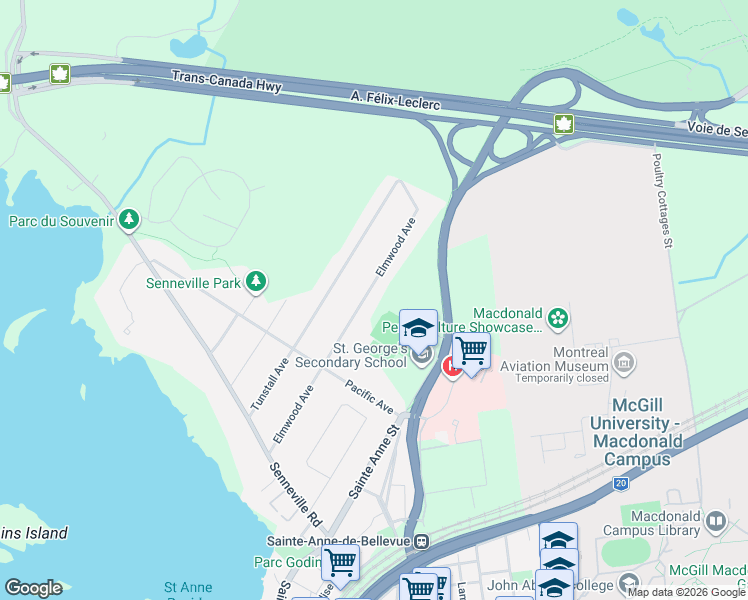 map of restaurants, bars, coffee shops, grocery stores, and more near 38 Avenue Elmwood in Montréal