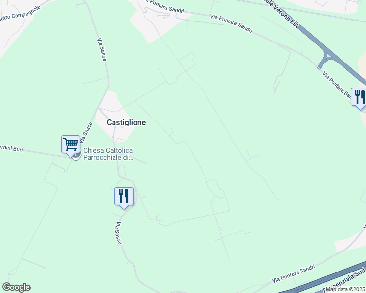 map of restaurants, bars, coffee shops, grocery stores, and more near 9 Via Sasse in Provincia di Verona