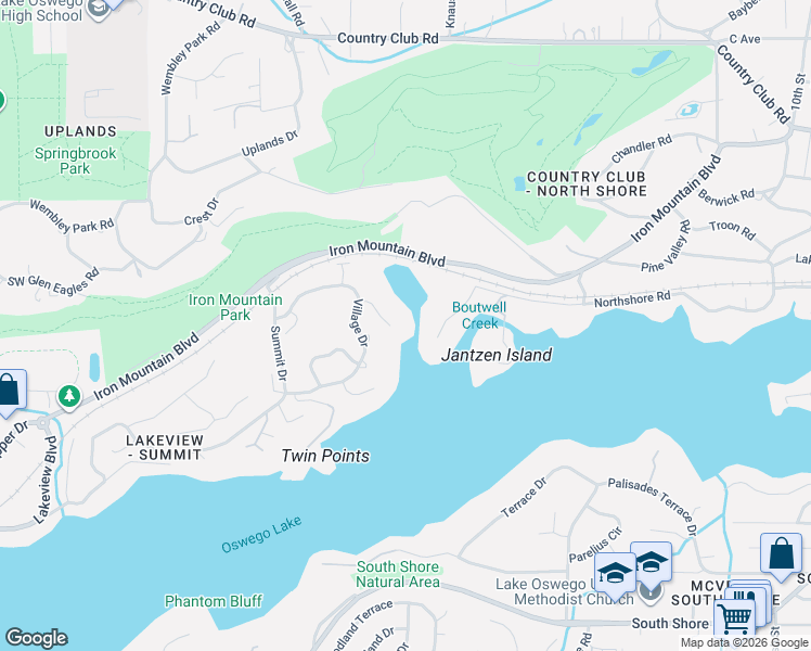 map of restaurants, bars, coffee shops, grocery stores, and more near 1571 Bay View Lane in Lake Oswego
