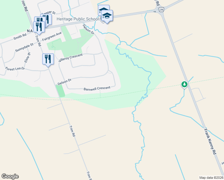 map of restaurants, bars, coffee shops, grocery stores, and more near 1269 Barnwell Crescent in Ottawa