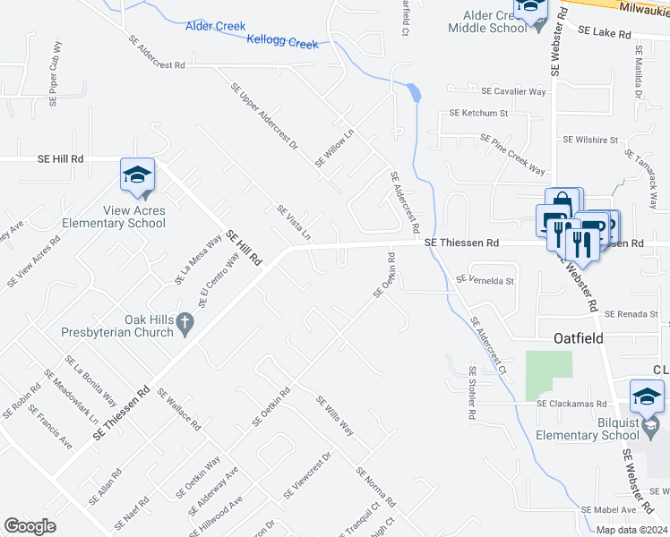 map of restaurants, bars, coffee shops, grocery stores, and more near 14976 Southeast Harmon Court in Milwaukie