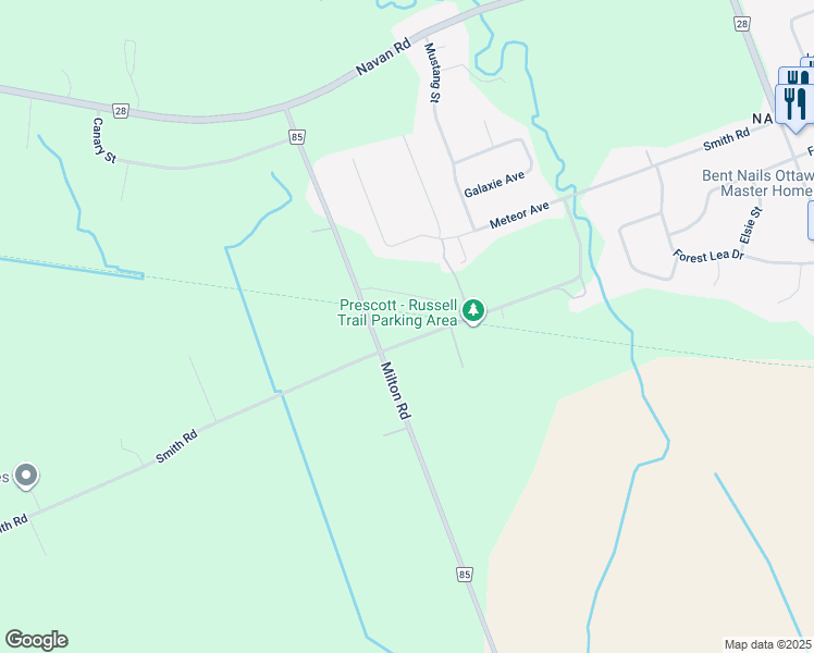 map of restaurants, bars, coffee shops, grocery stores, and more near 860 Smith Road in Ottawa