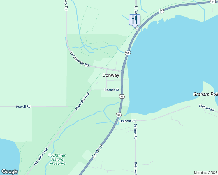 map of restaurants, bars, coffee shops, grocery stores, and more near 5003 Rosada Street in Petoskey