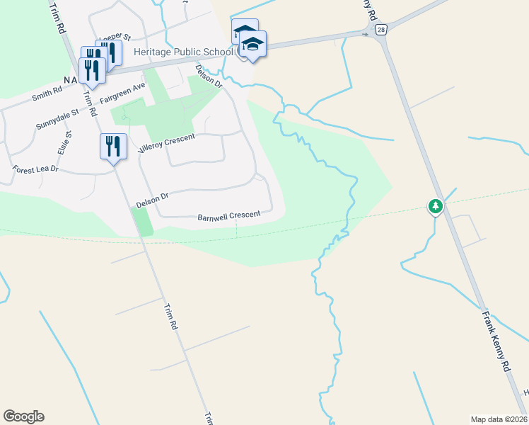 map of restaurants, bars, coffee shops, grocery stores, and more near 1264 Barnwell Crescent in Ottawa