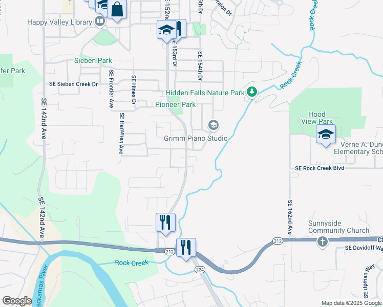 map of restaurants, bars, coffee shops, grocery stores, and more near 15276 Southeast Bradford Road in Clackamas