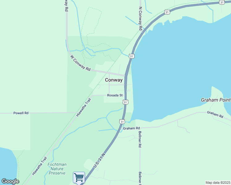 map of restaurants, bars, coffee shops, grocery stores, and more near 5003 Rosada Street in Petoskey