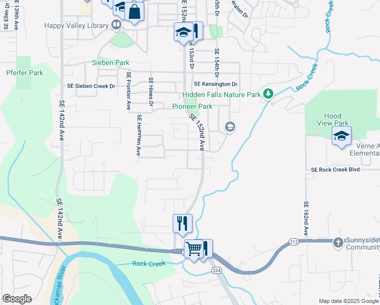 map of restaurants, bars, coffee shops, grocery stores, and more near 15004 Southeast Bradford Road in Clackamas