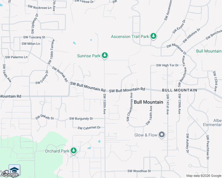 map of restaurants, bars, coffee shops, grocery stores, and more near 14965 Southwest Bull Mountain Road in Portland
