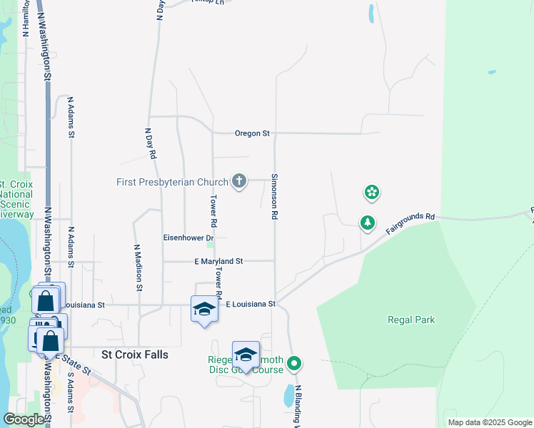map of restaurants, bars, coffee shops, grocery stores, and more near 418 Pine Court in Saint Croix Falls