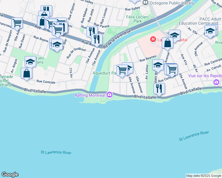 map of restaurants, bars, coffee shops, grocery stores, and more near 8917 Boulevard LaSalle in Montréal