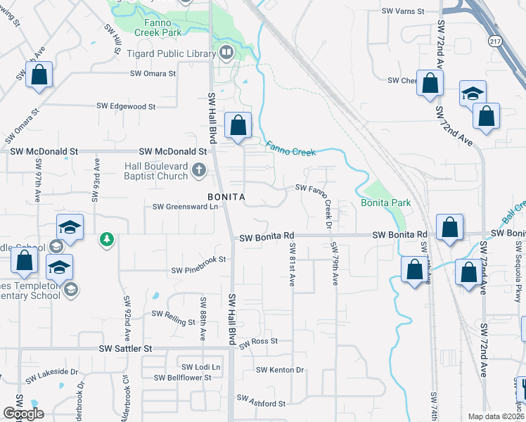 map of restaurants, bars, coffee shops, grocery stores, and more near 14371 Southwest Fanno Creek Court in Tigard