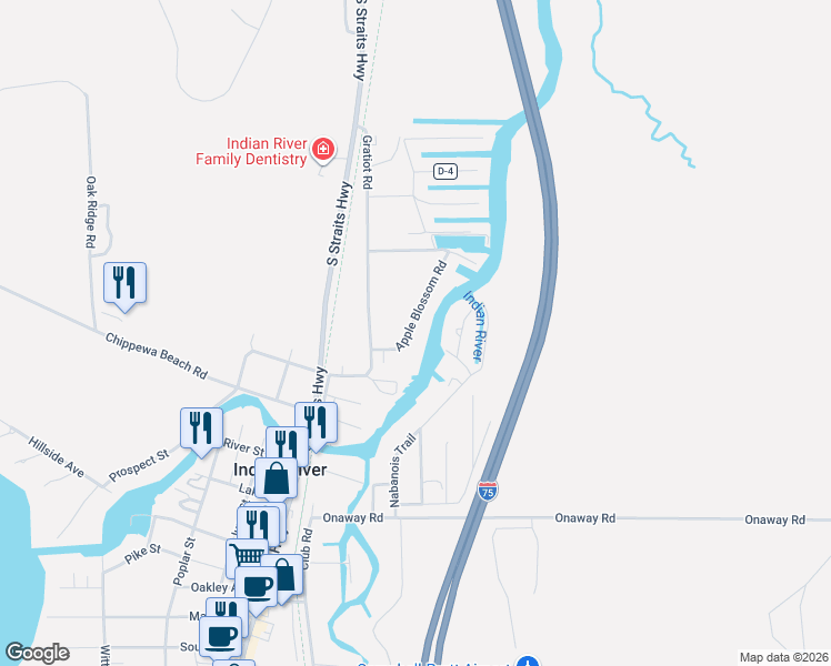 map of restaurants, bars, coffee shops, grocery stores, and more near 3189 Apple Blossom Rd in Indian River