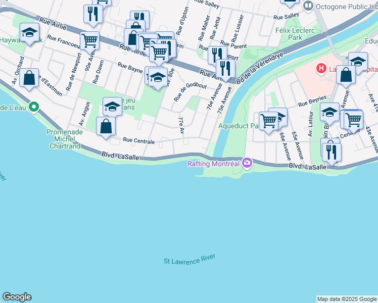 map of restaurants, bars, coffee shops, grocery stores, and more near 9019 Boulevard LaSalle in Montréal